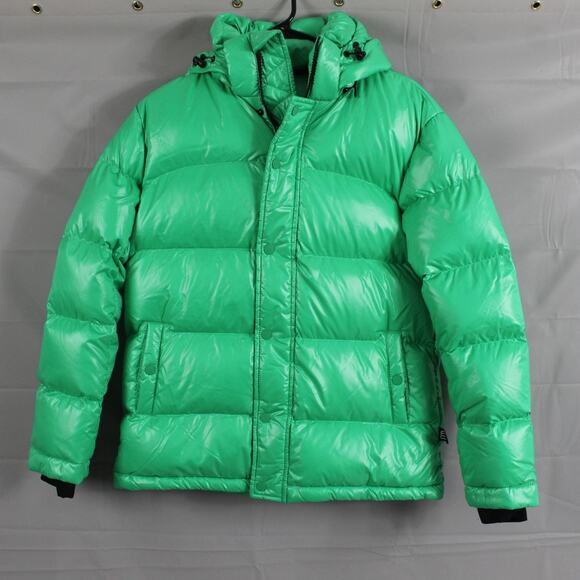 Aritzia Super Puff Jacket Womens XS Shorty Liquid Shine Hooded Puffer Goose Down - Picture 4 of 16